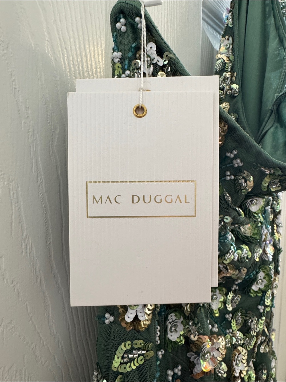 Mac Duggal 6159 Green One Shoulder Embellished A Line Gown Size 14 NWT - Picture 10 of 11